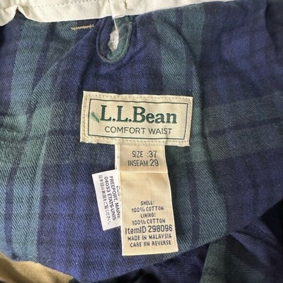 L.L.Bean Mens Double L Chino Lined Pants W37 X L29 Dark Khaki Cotton/Flannel - Picture 8 of 8